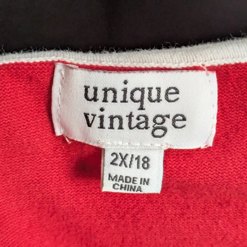 Unique Vintage Red & Ornament Accent Dandy Cardigan - Picture 3 of 5